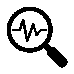 magnifying glass with heartbeat icon